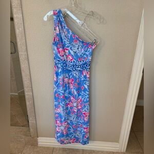 - Lilly Pulitzer One-Shoulder Dress with sexy cut-out. Size S.